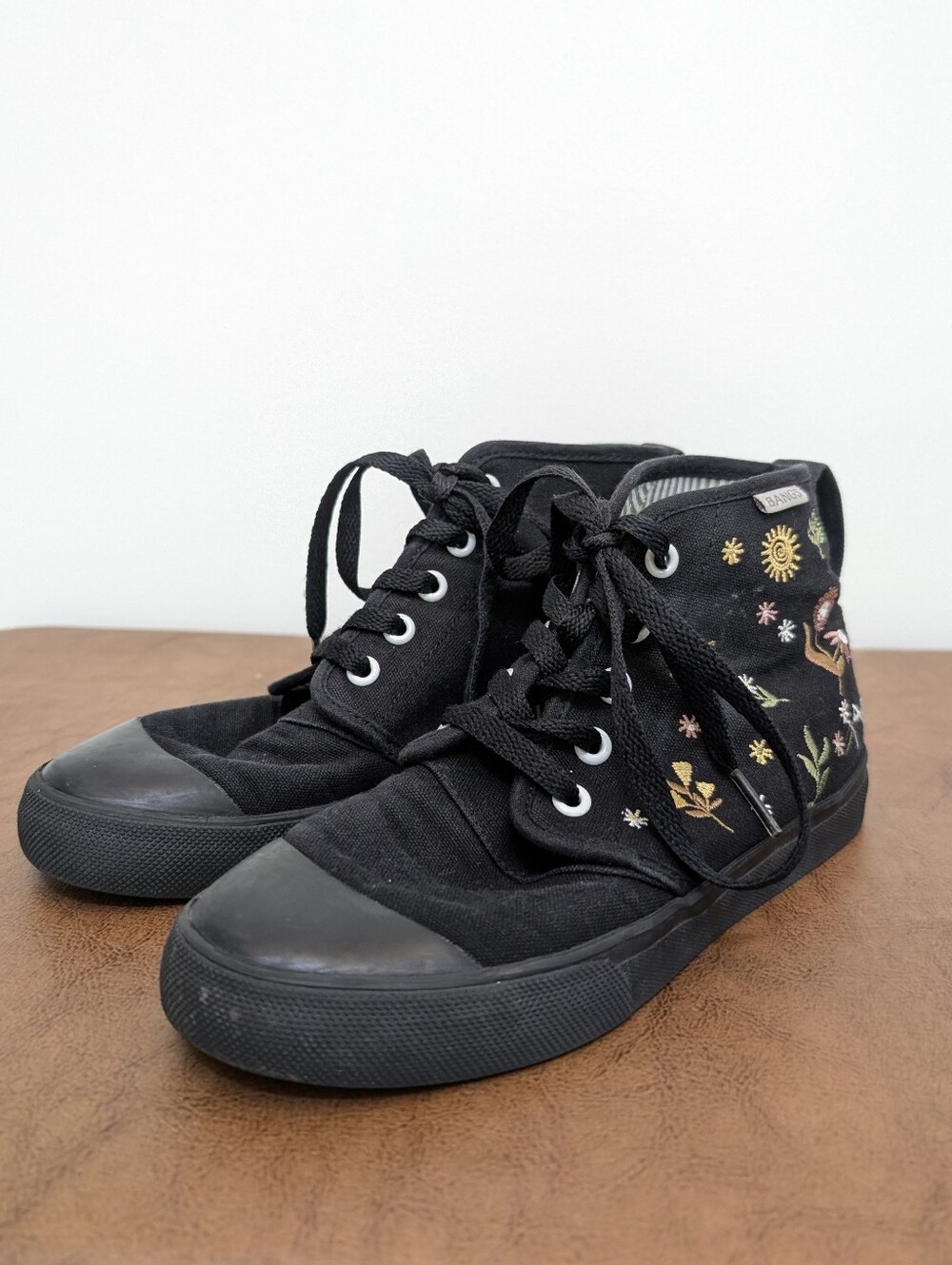 Midnight Meadow High Top Sneakers by BANGS – Embroidered Floral Canvas